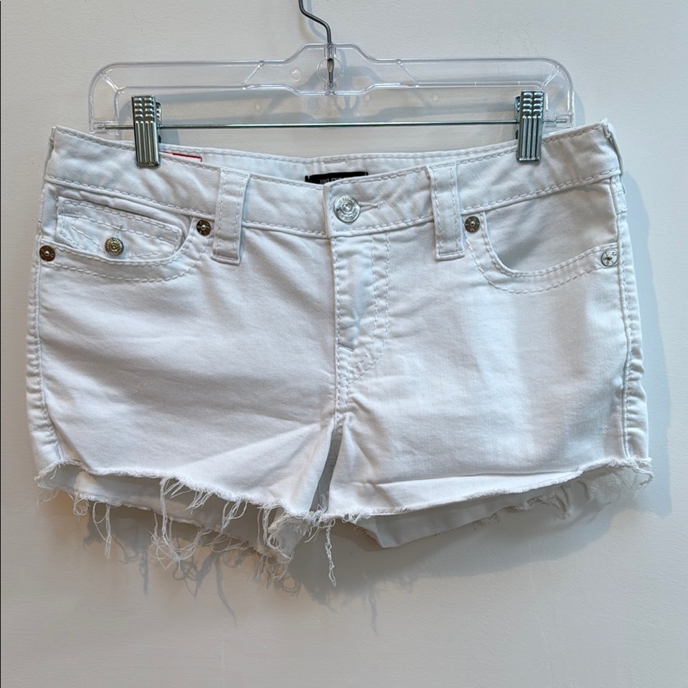 True Religion White Jean Shorts